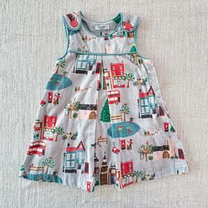 Baby Boden Corduroy Pinafore Dress London Christmas EUC 2/3